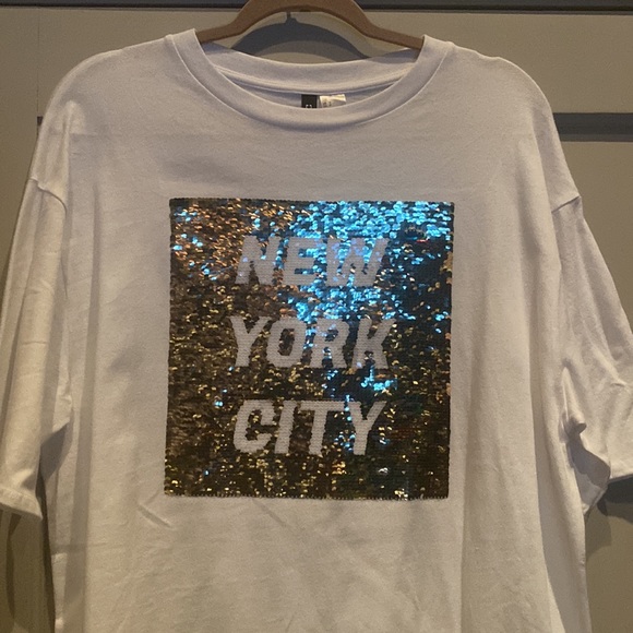 NWT White Oversized NYC T Shirt / Dress - Picture 3 of 7